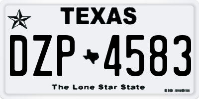 TX license plate DZP4583