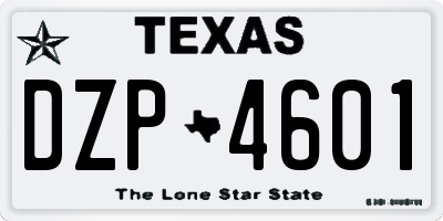 TX license plate DZP4601