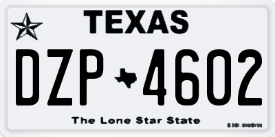 TX license plate DZP4602