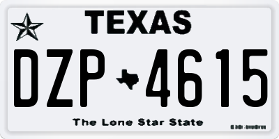 TX license plate DZP4615