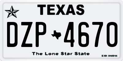 TX license plate DZP4670