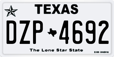 TX license plate DZP4692