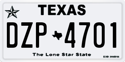 TX license plate DZP4701