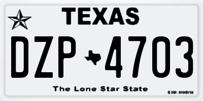 TX license plate DZP4703