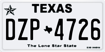 TX license plate DZP4726