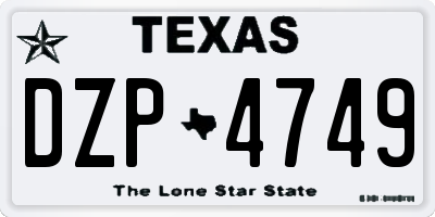 TX license plate DZP4749
