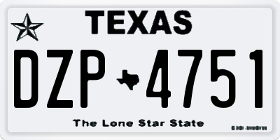 TX license plate DZP4751
