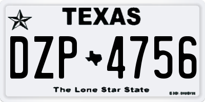 TX license plate DZP4756