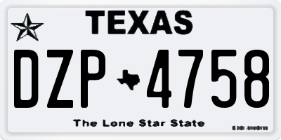 TX license plate DZP4758