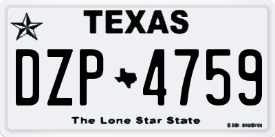 TX license plate DZP4759