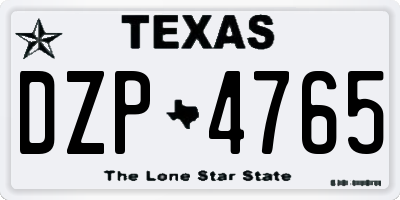 TX license plate DZP4765