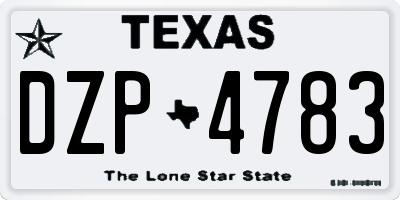 TX license plate DZP4783