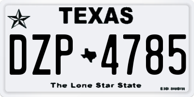 TX license plate DZP4785