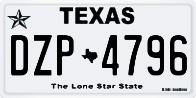 TX license plate DZP4796