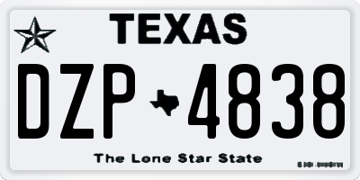 TX license plate DZP4838