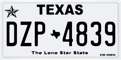 TX license plate DZP4839