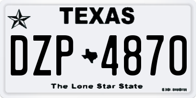 TX license plate DZP4870