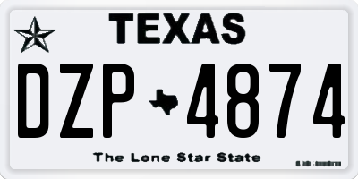 TX license plate DZP4874