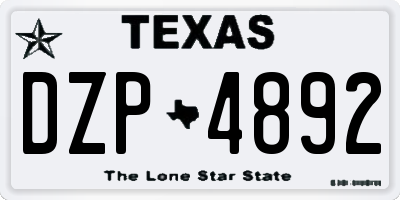 TX license plate DZP4892