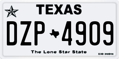 TX license plate DZP4909