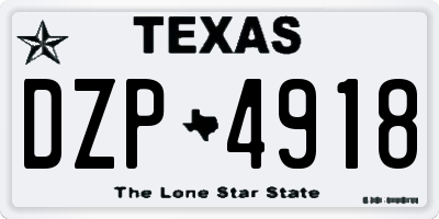TX license plate DZP4918