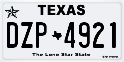 TX license plate DZP4921