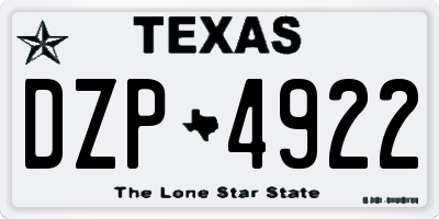 TX license plate DZP4922