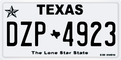 TX license plate DZP4923