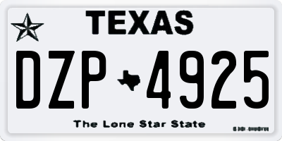 TX license plate DZP4925