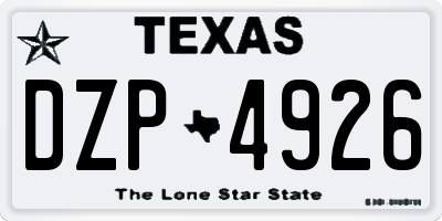 TX license plate DZP4926