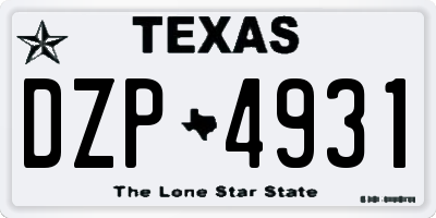 TX license plate DZP4931