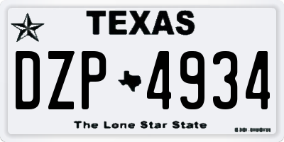 TX license plate DZP4934