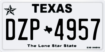 TX license plate DZP4957