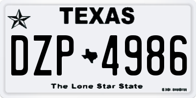 TX license plate DZP4986