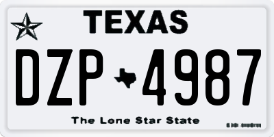 TX license plate DZP4987