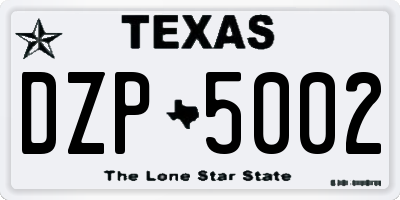 TX license plate DZP5002