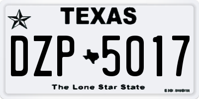 TX license plate DZP5017