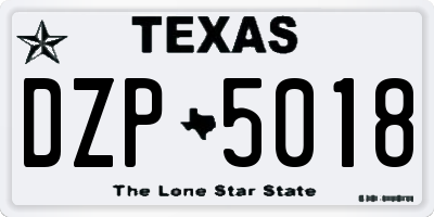 TX license plate DZP5018