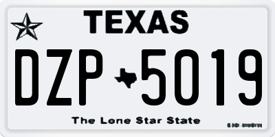 TX license plate DZP5019
