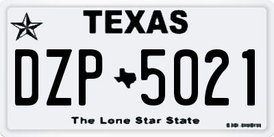 TX license plate DZP5021