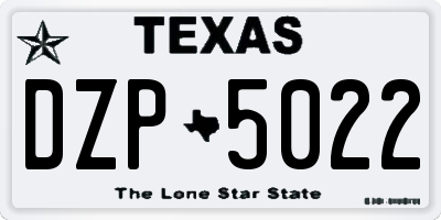 TX license plate DZP5022