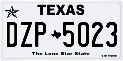TX license plate DZP5023