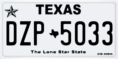TX license plate DZP5033