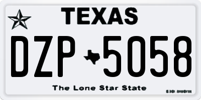 TX license plate DZP5058