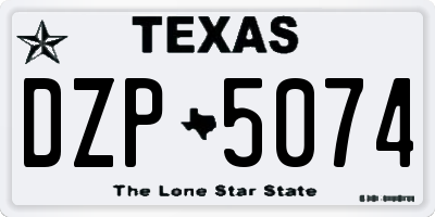 TX license plate DZP5074