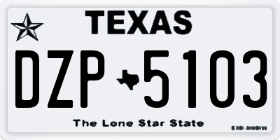 TX license plate DZP5103
