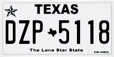 TX license plate DZP5118