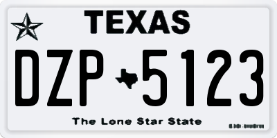 TX license plate DZP5123