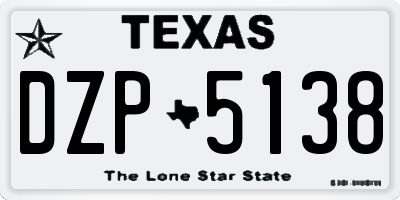TX license plate DZP5138