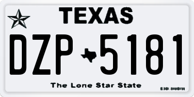 TX license plate DZP5181